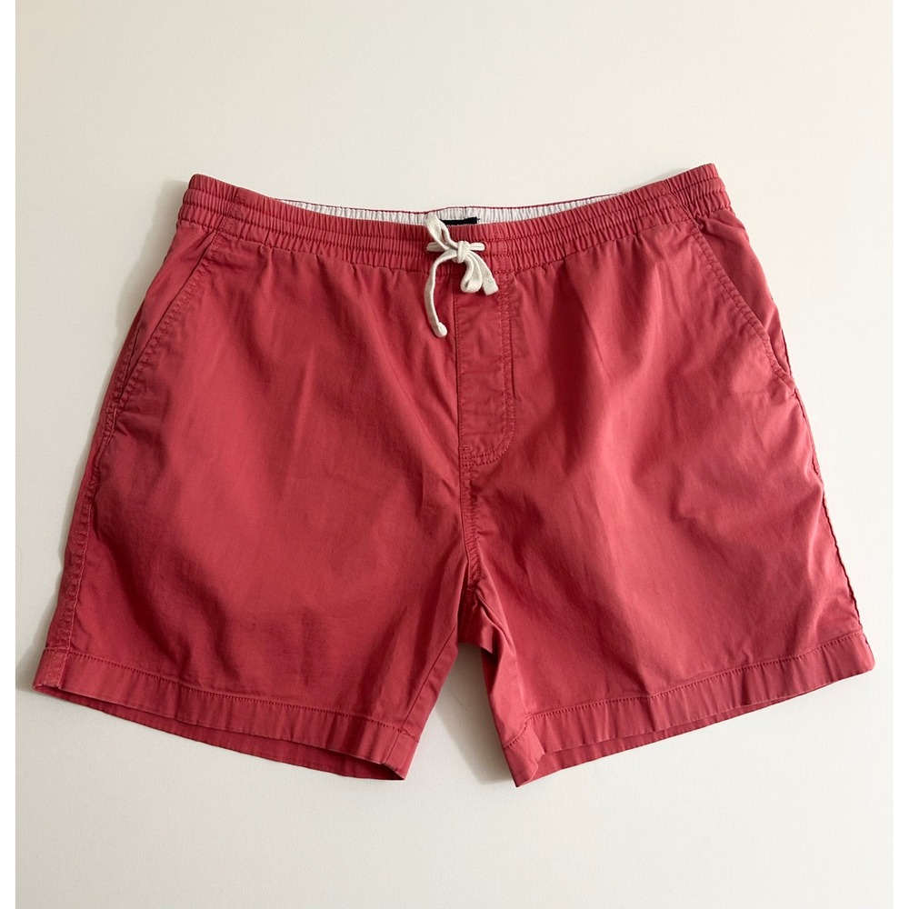 J.Crew Mens Dock Shorts Nantucket Red Elastic Waist Drawstring Large 6 Inseam